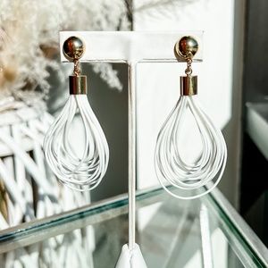 NWT Zenzii Brand Tear drop Leather Earrings in white